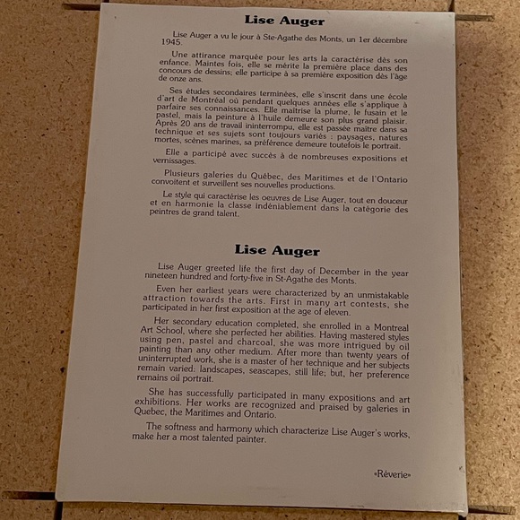 Lise Auger painting print framed 11”*13” - Picture 10 of 10